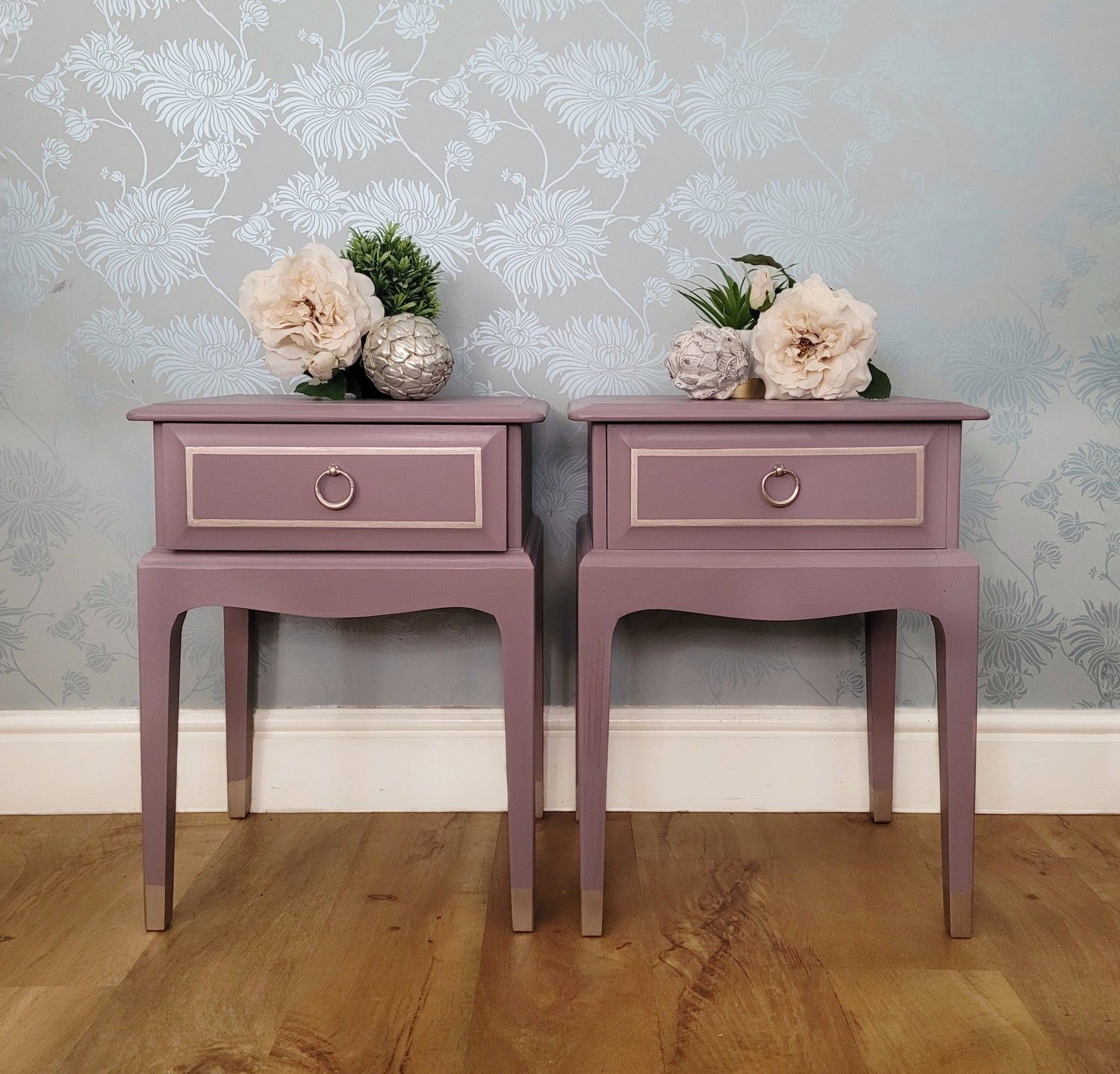 Dusy Pink Stag Minstrel Leggy Bedside Tables Available to Source for commission - hand painted to a colour of your choice