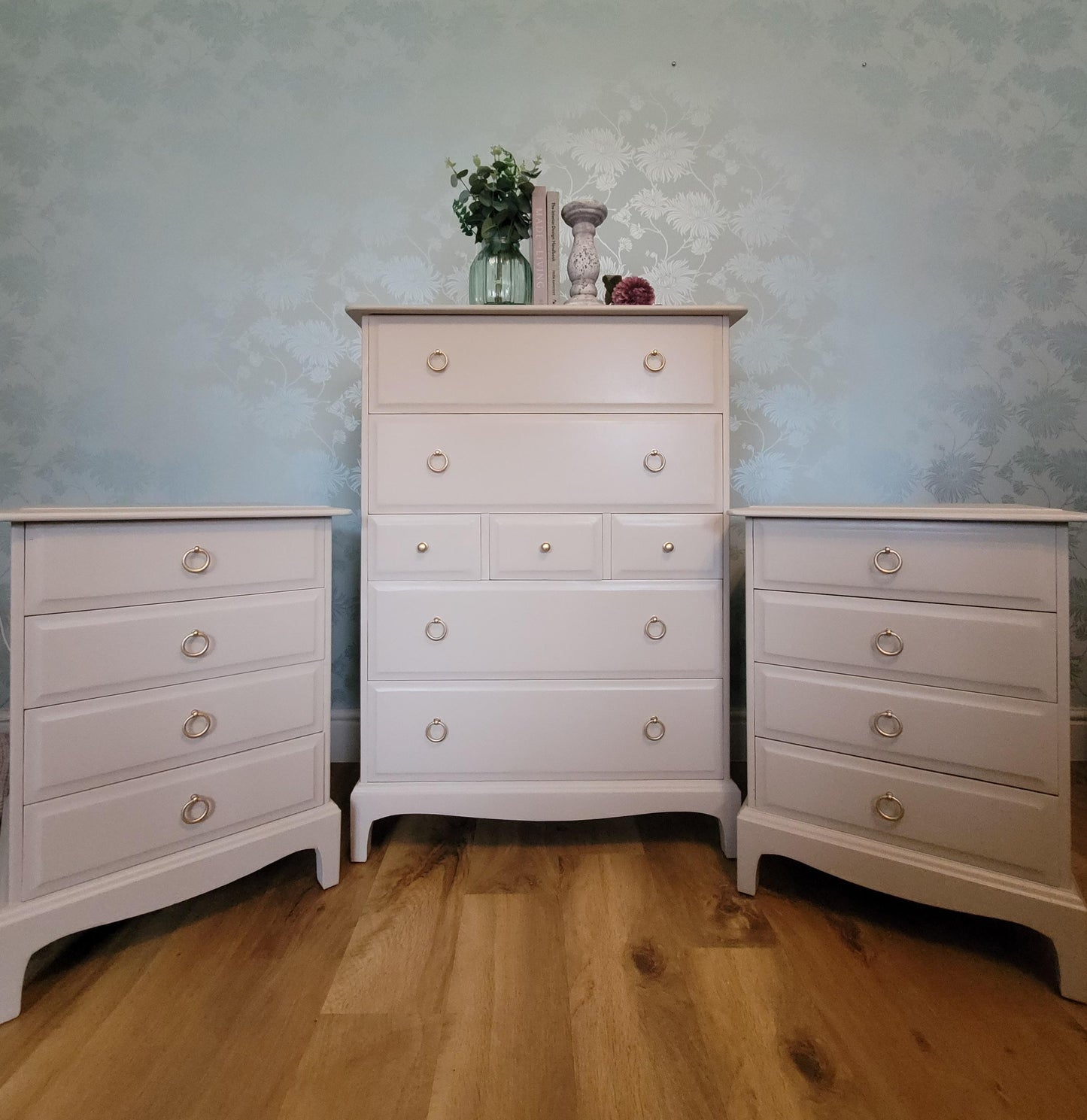 Stag Minstrel Tall Four Drawer Bedside Tables | Bedroom Furniture Custom Hand Painted Commission