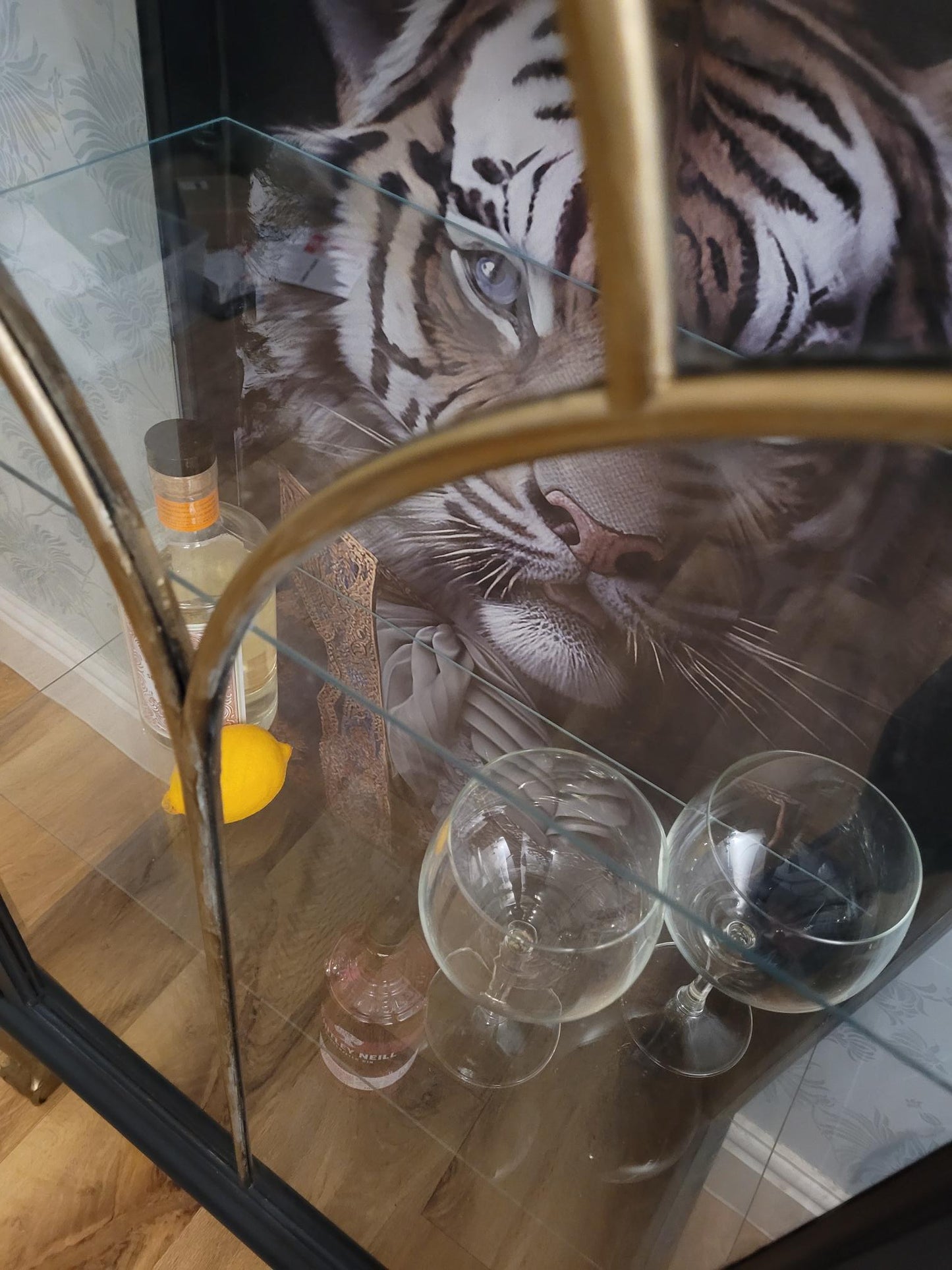 Gin Cabinet / Cocktail Cabinet with unique Tiger Decoupage