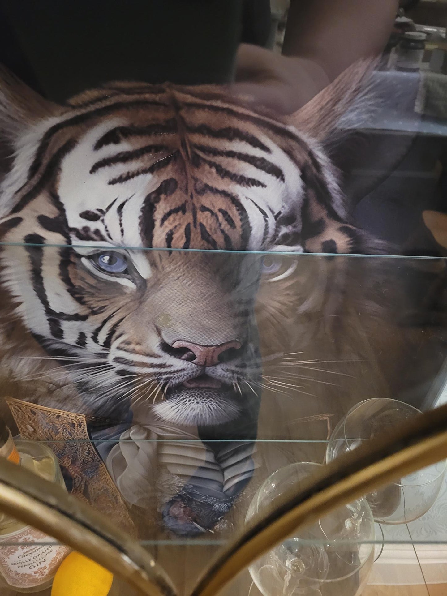 Gin Cabinet / Cocktail Cabinet with unique Tiger Decoupage