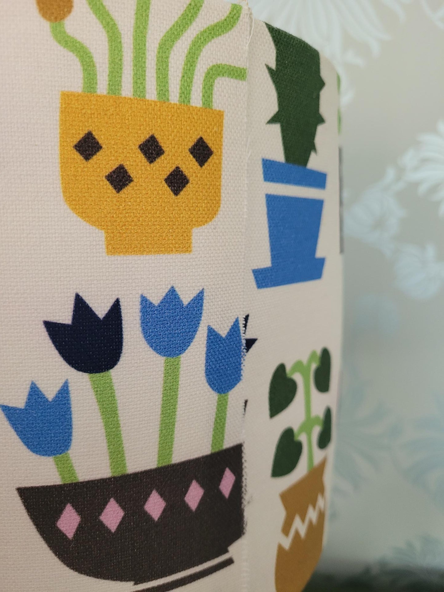 Nordic / Scandi Garden Themed Pots & Plants Botanical Drum Lampshade, Nursery, Children's Room, Lounge, Kitchen