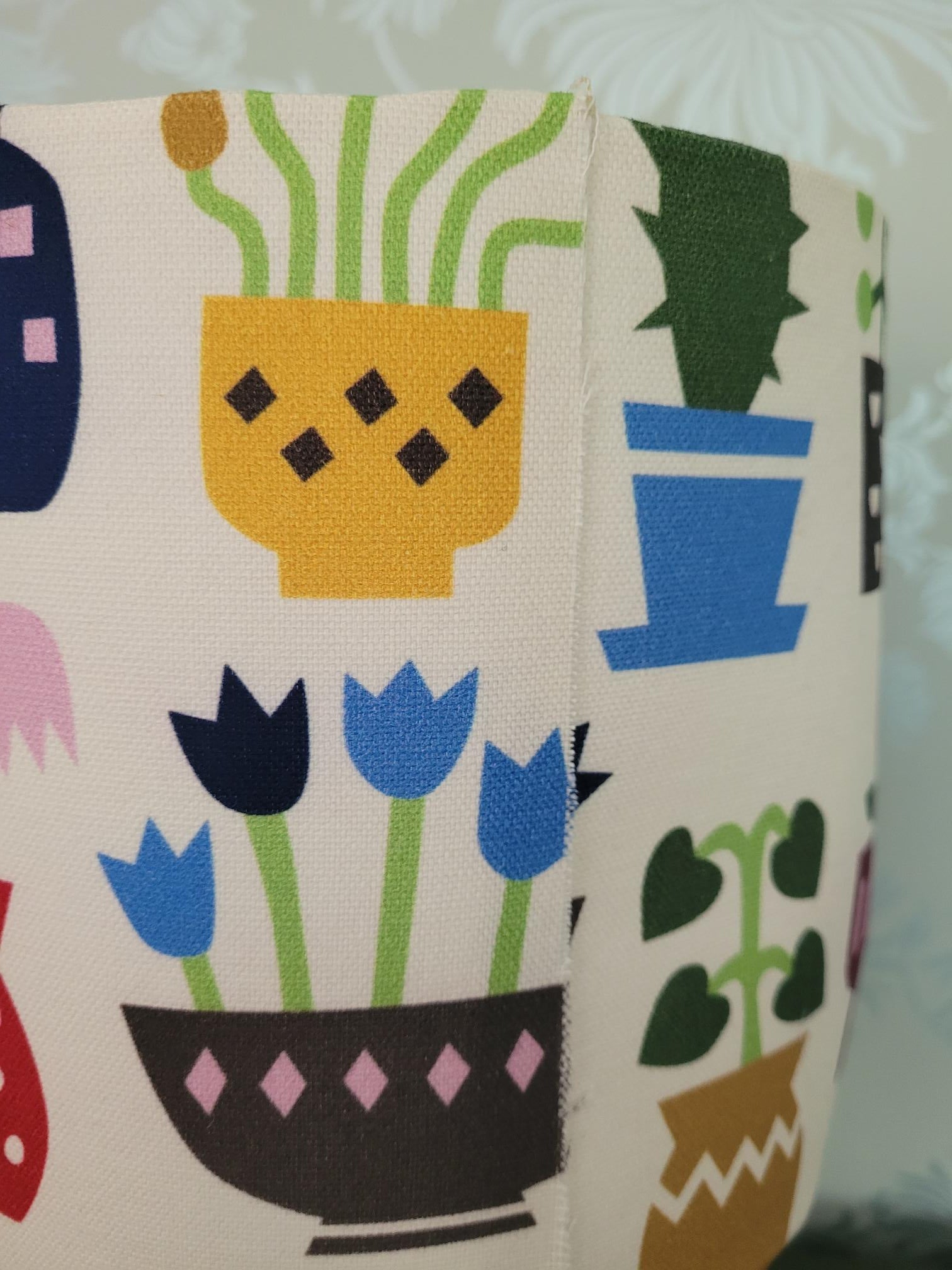 Nordic / Scandi Garden Themed Pots & Plants Botanical Drum Lampshade, Nursery, Children's Room, Lounge, Kitchen