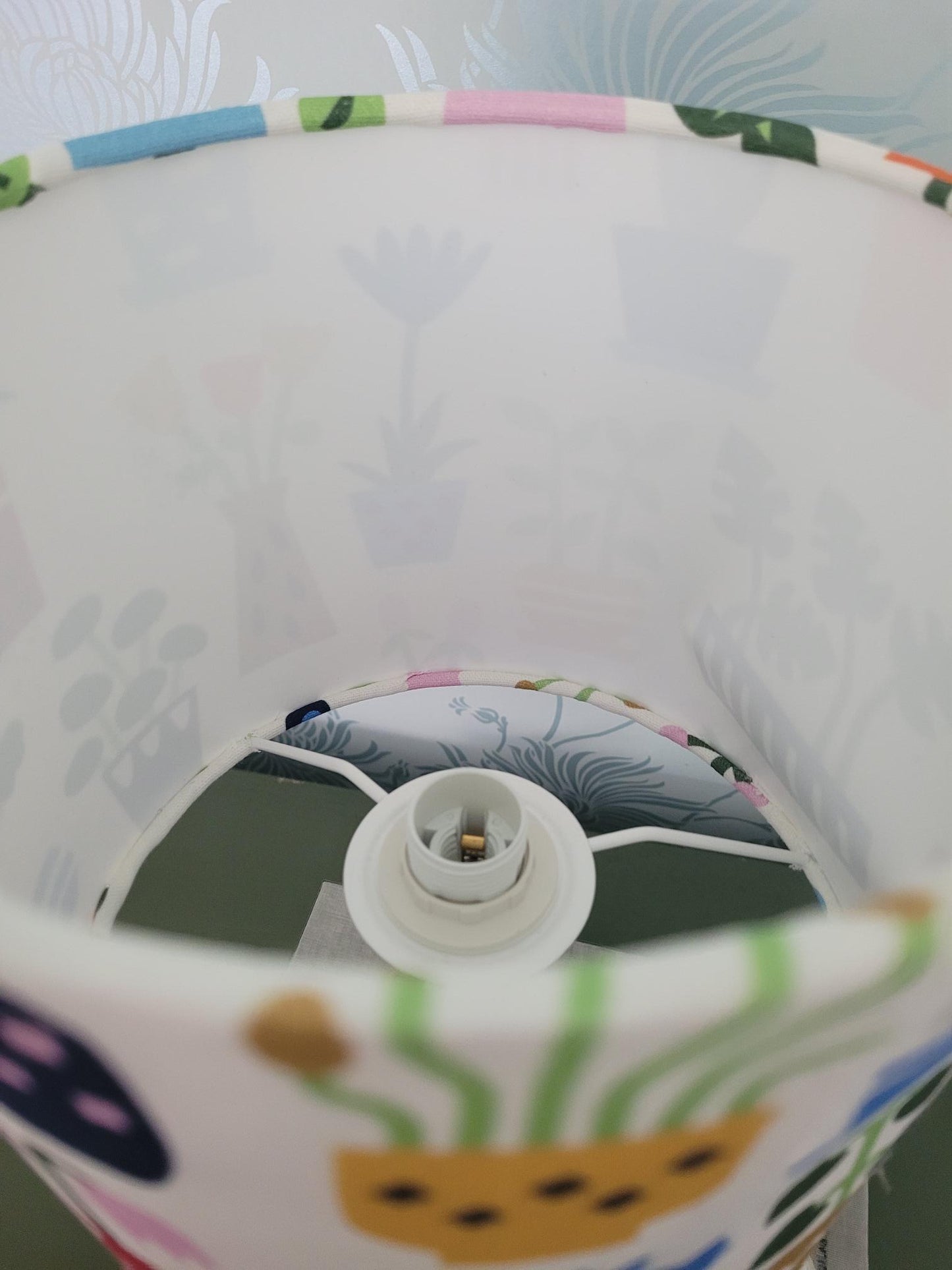 Nordic / Scandi Garden Themed Pots & Plants Botanical Drum Lampshade, Nursery, Children's Room, Lounge, Kitchen