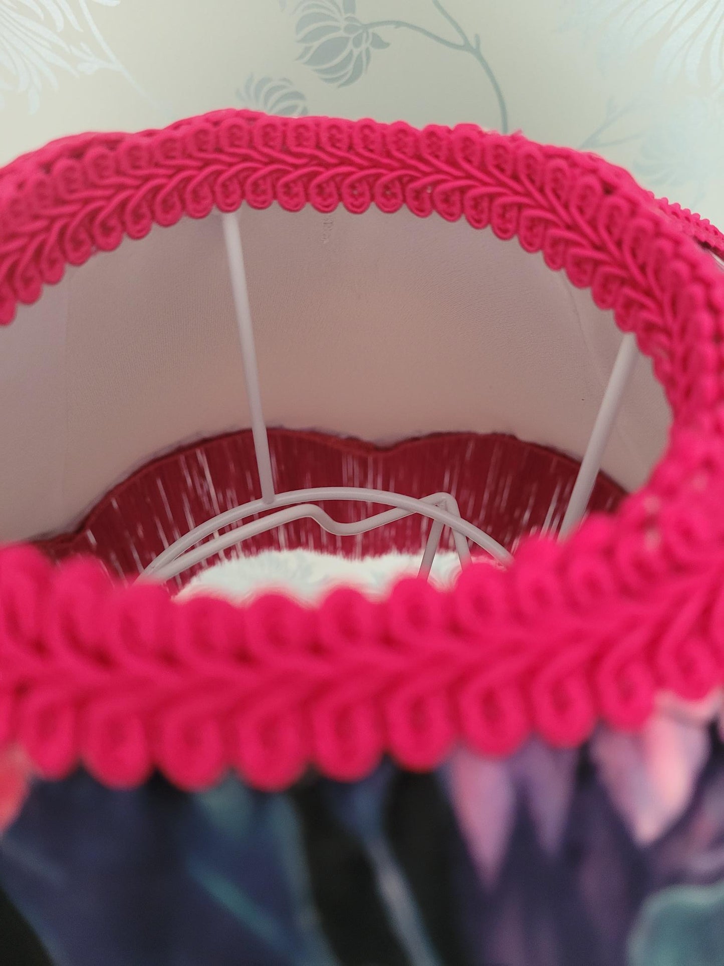 Art Deco 22" Parachute Velvet Lampshade in Stunning Protea Velvet Florals