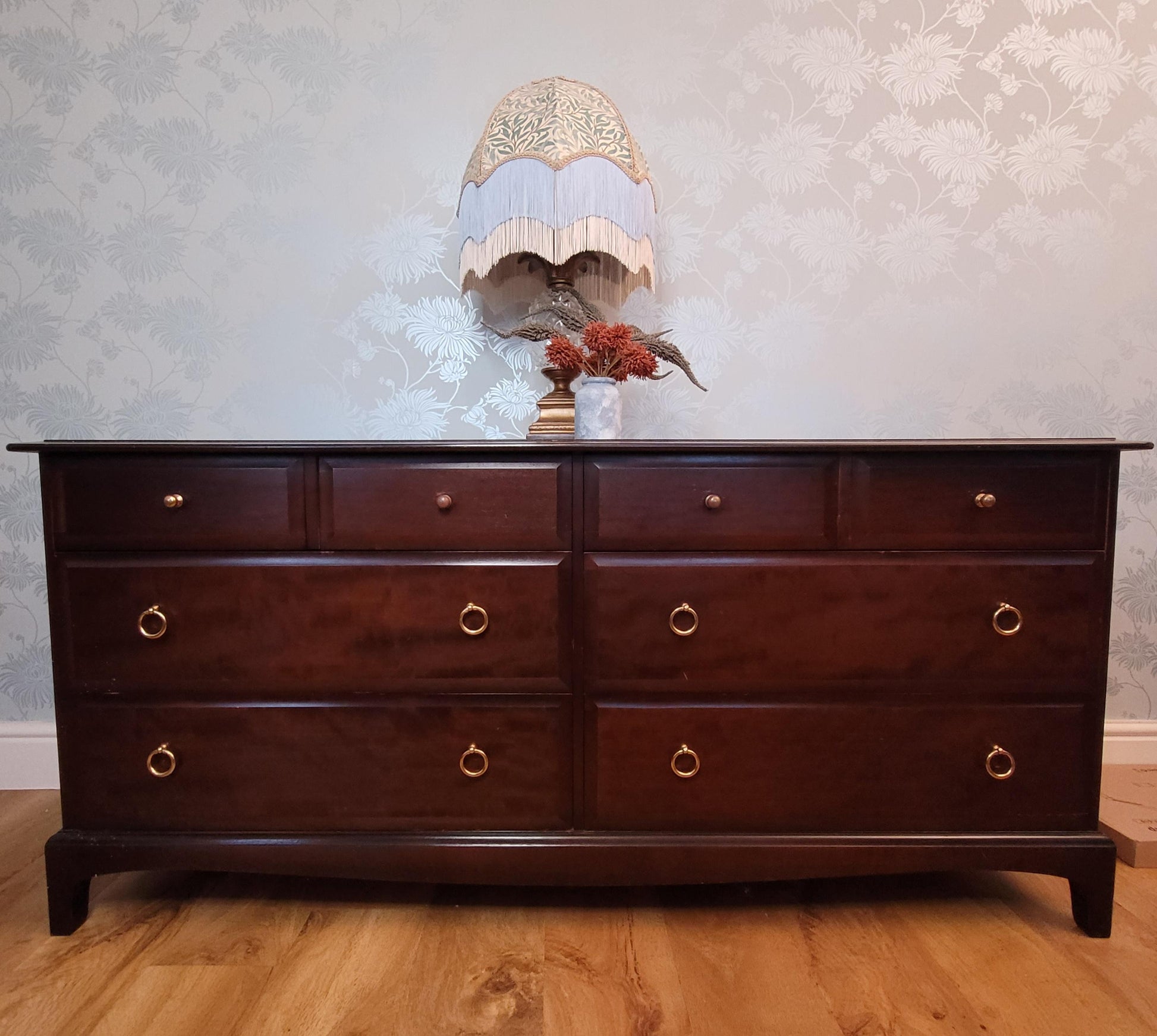 Stag Minstrel Captain’s Chest custom hand-painted commission—8-drawer vintage chest.