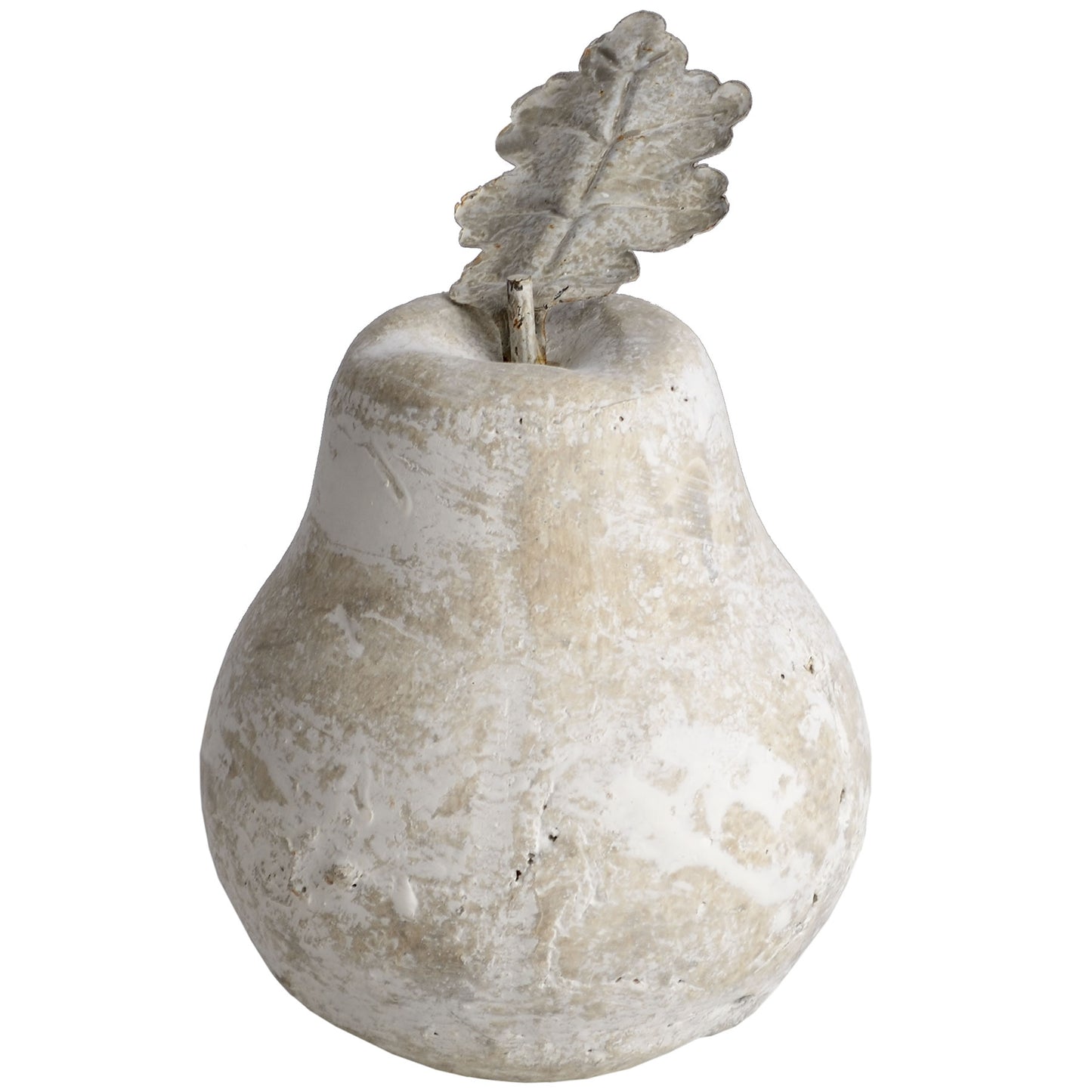 Rustic Stone Effect Pear Ornament with Leaf – A Decorative Accent for Your Home Interior