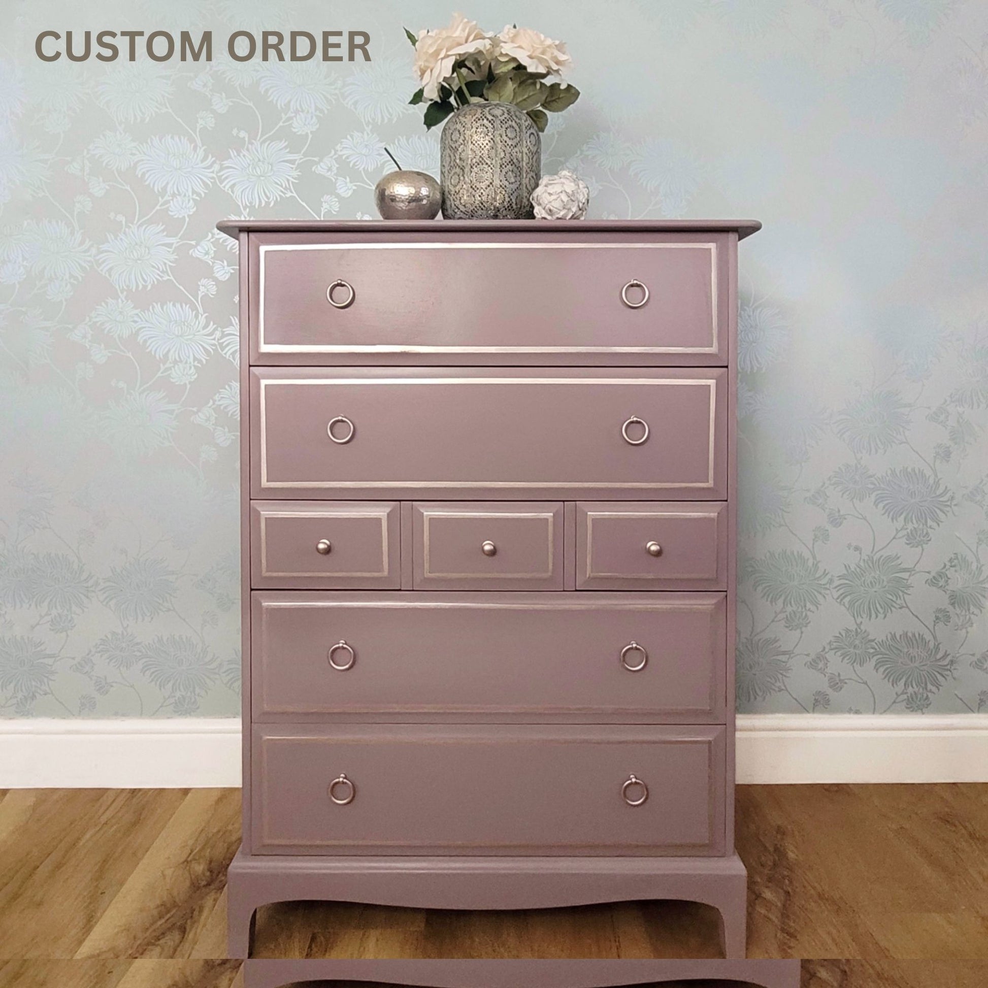 CUSTOM ORDER: Stag Minstrel Tall Boy / Seven Drawer Chest of Drawers / Bedroom Furniture / Living Room Furniture  / Bespoke Hand Painted Furniture