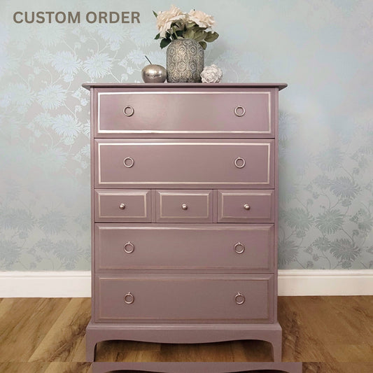 CUSTOM ORDER: Stag Minstrel Tall Boy / Seven Drawer Chest of Drawers / Bedroom Furniture / Living Room Furniture  / Bespoke Hand Painted Furniture