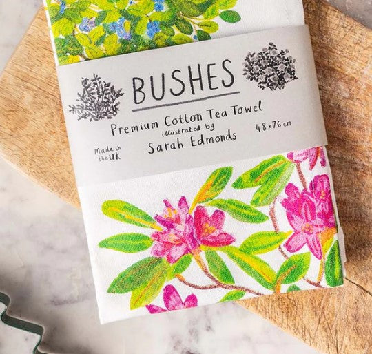 Bushes Cotton Tea Towel / Nature Pun Inspired Kitchenware / Fun Gift - Gift for keen gardeners