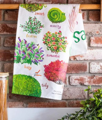 Bushes Cotton Tea Towel / Nature Pun Inspired Kitchenware / Fun Gift - Gift for keen gardeners