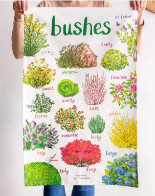 Bushes Cotton Tea Towel / Nature Pun Inspired Kitchenware / Fun Gift - Gift for keen gardeners