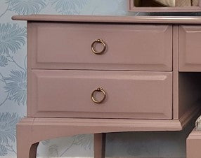 Custom Painted Stag Minstrel Five Drawer Dressing Table with Mirror and Stool – Bespoke Furniture for Timeless Elegance