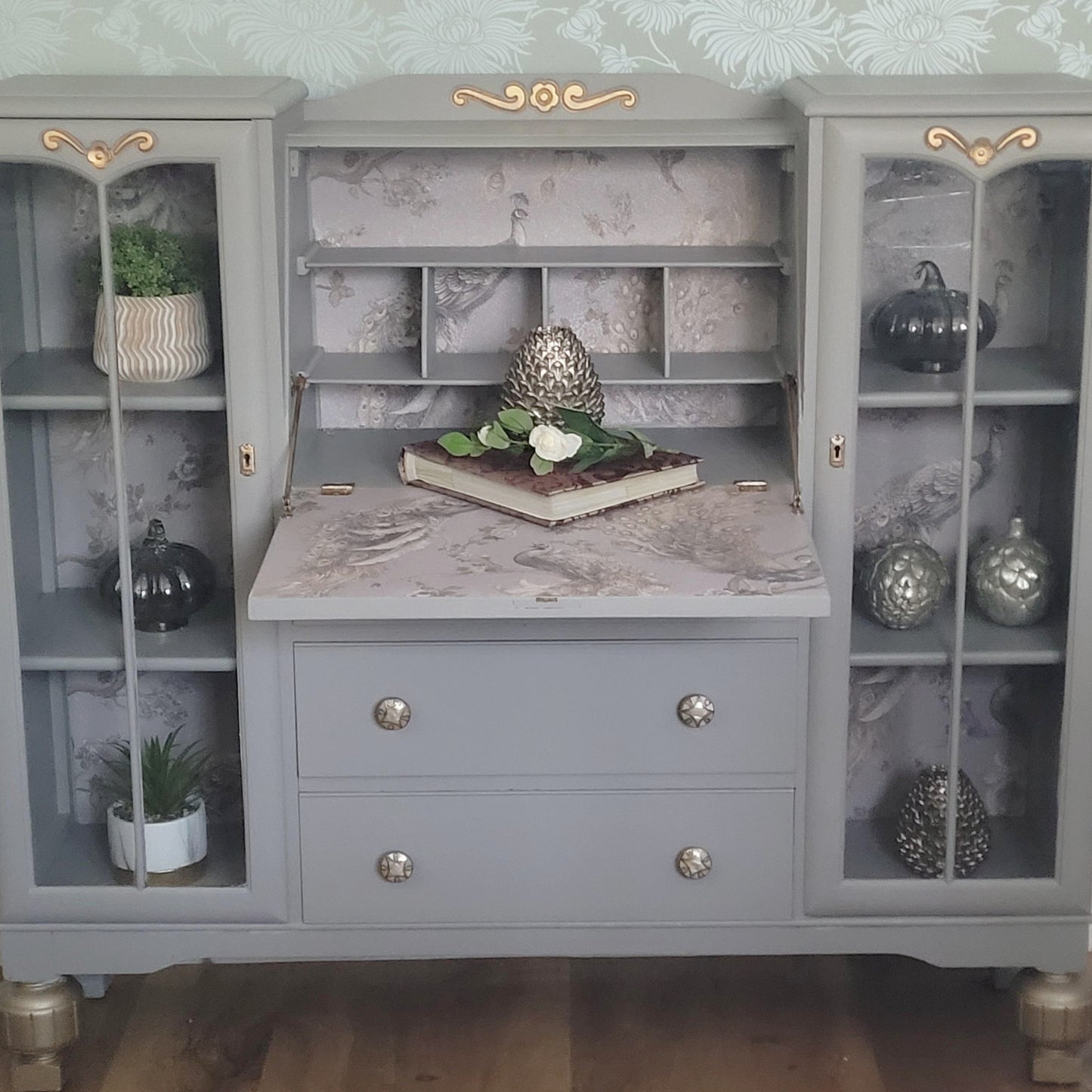 Vintage Bureau Library / Antique Bureau / Writing Desk / Mid Century Modern Desk / Art Deco Bureau