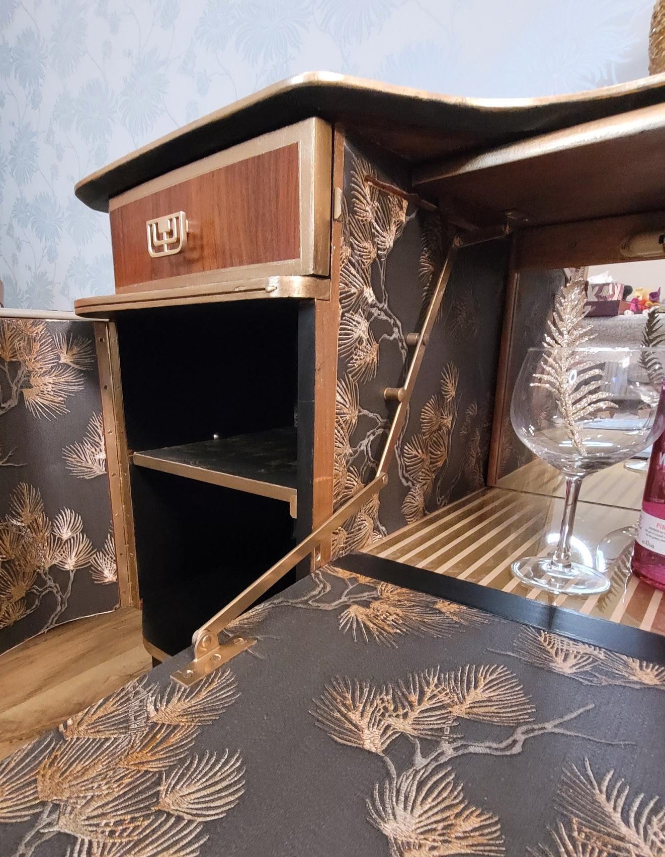 Custom Beautility Cocktail Cabinet | Bespoke Mid-Century Bar | The Vintage Peony Store