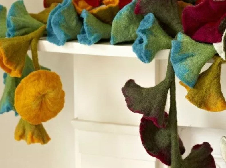 Hand Made Fair Trade Felt Flower Garland 160cm in length