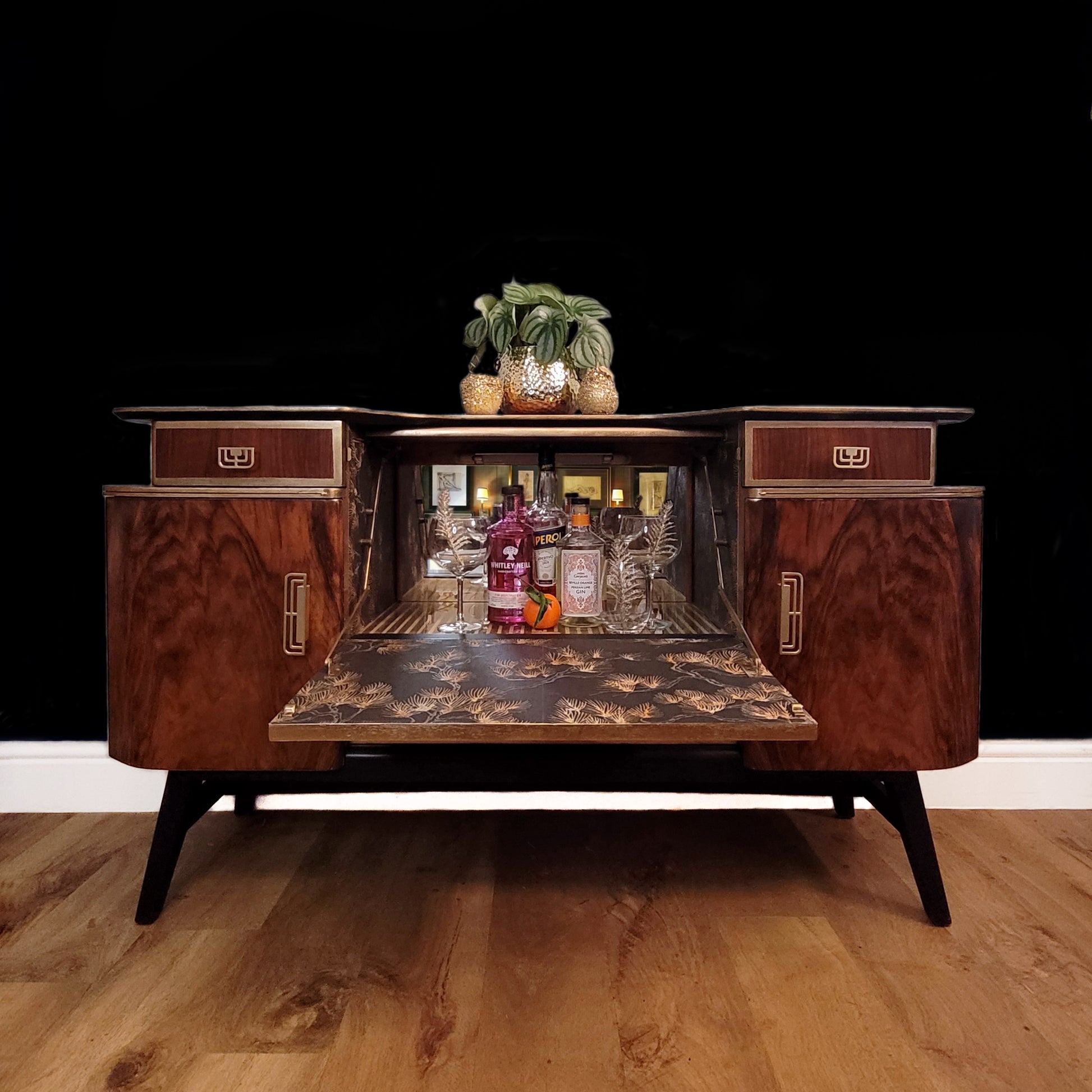 Custom Beautility Cocktail Cabinet | Bespoke Mid-Century Bar | The Vintage Peony Store