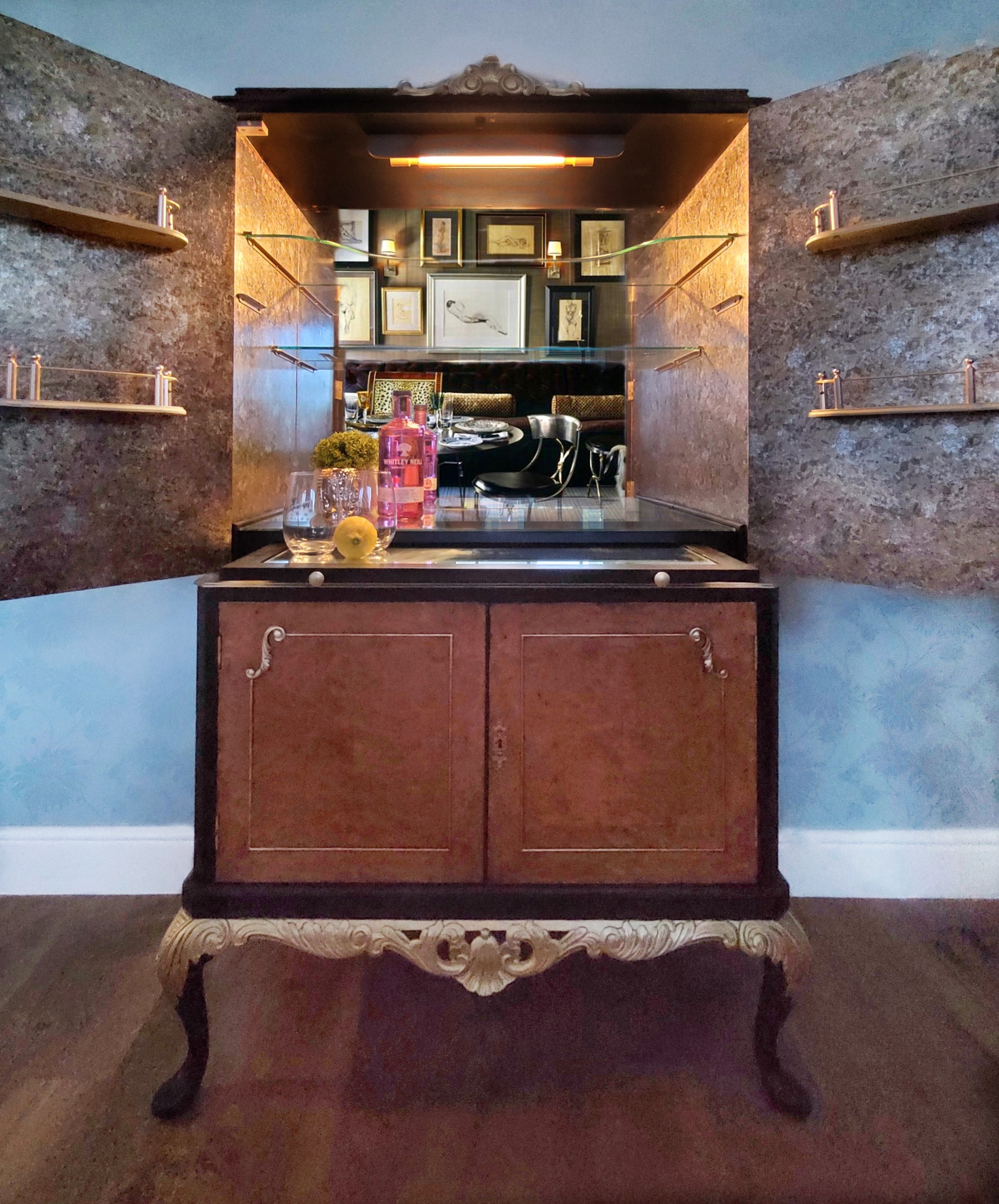 Timeless Art Deco Black and Gold Cocktail Cabinet