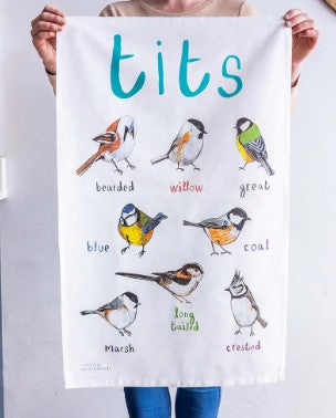 Tits Cotton Tea Towel / Nature Pun Inspired Kitchenware / Fun Gift