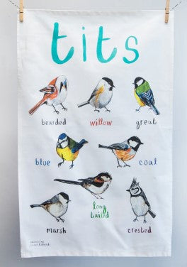 Tits Cotton Tea Towel / Nature Pun Inspired Kitchenware / Fun Gift