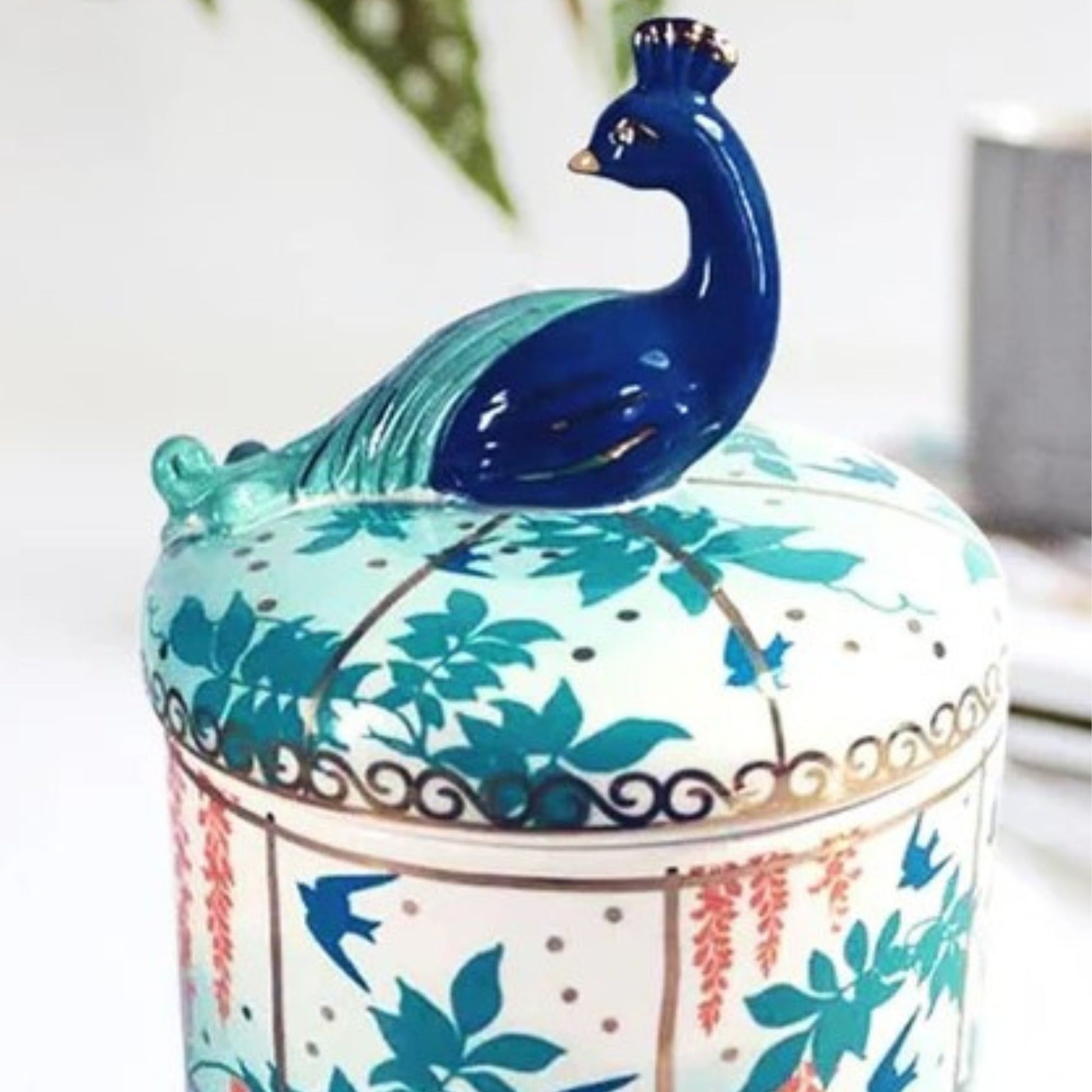 Luxurious Peacock Storage Jar - Gifting / Bedroom Accessory / Kitchen Accessory / Luxury Gift