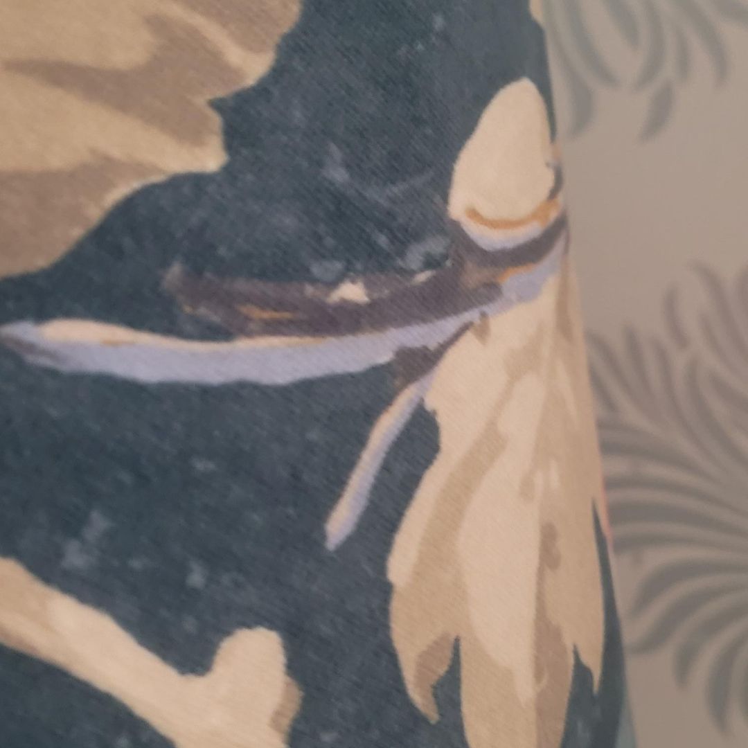 Velvet duck and floral empire lampshade, handmade from Linwood fabric, 25cm.