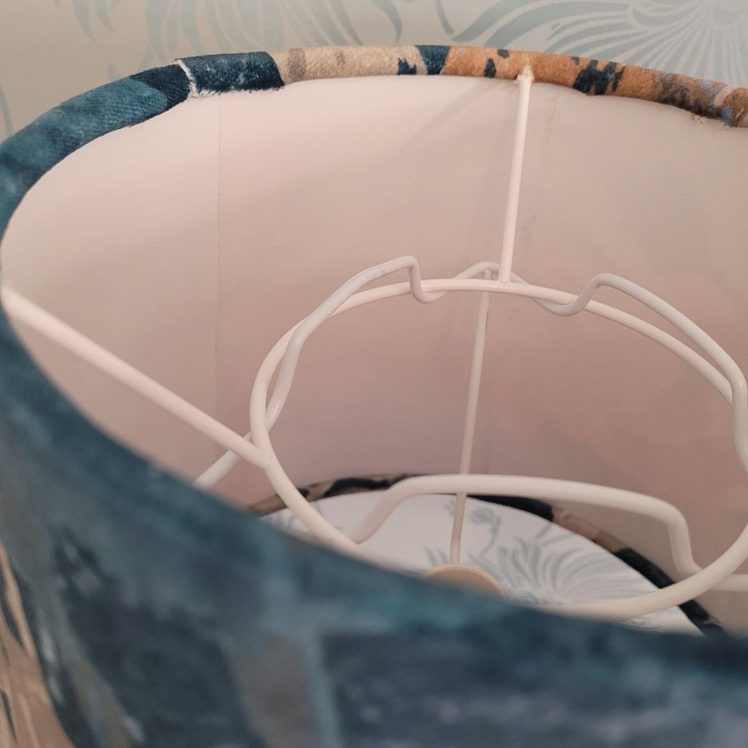 Velvet duck and floral empire lampshade, handmade from Linwood fabric, 25cm.