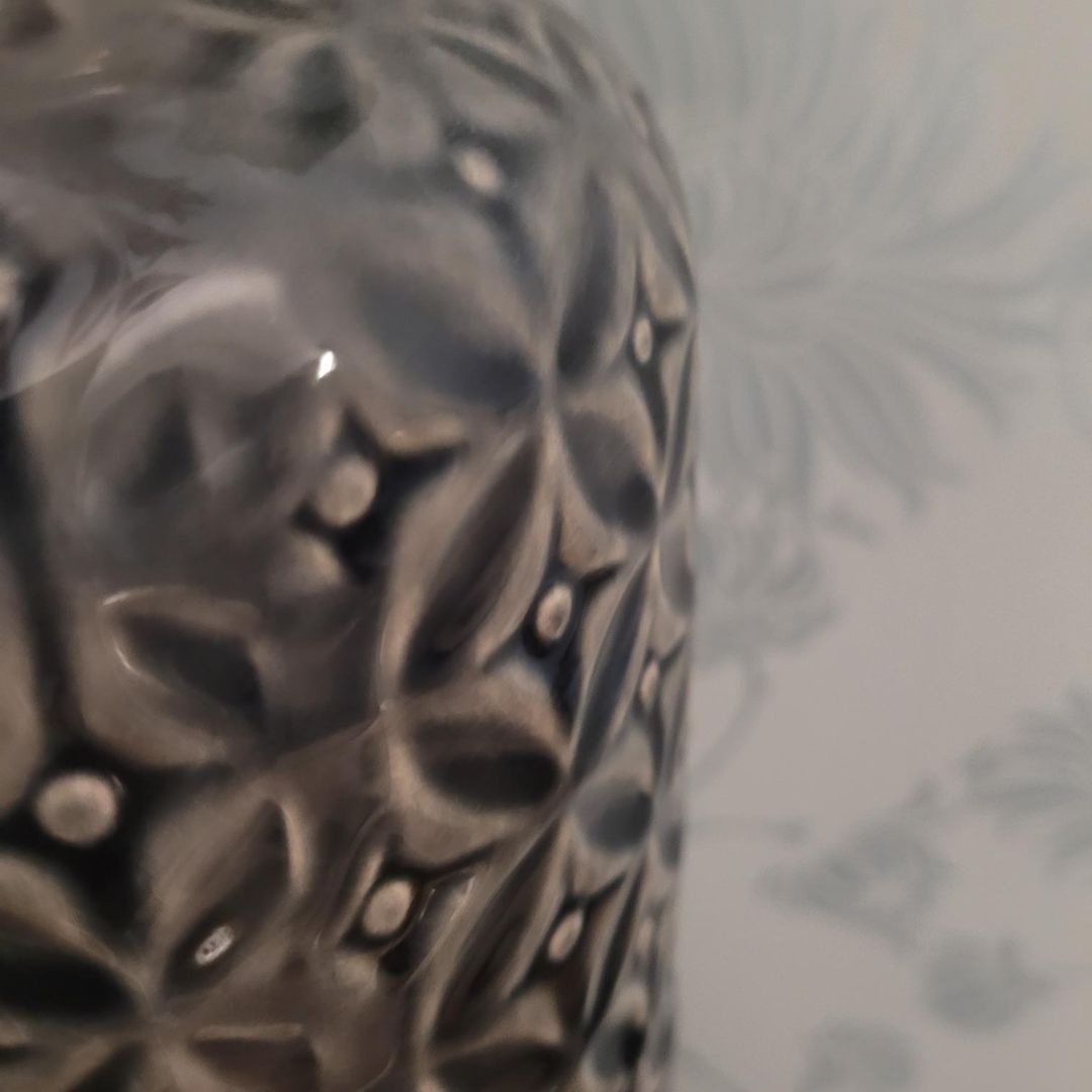 Blue Black Ceramic Vase with Bronze Lip – Textured Decorative Flower Vase for Modern & Classic Home Decor