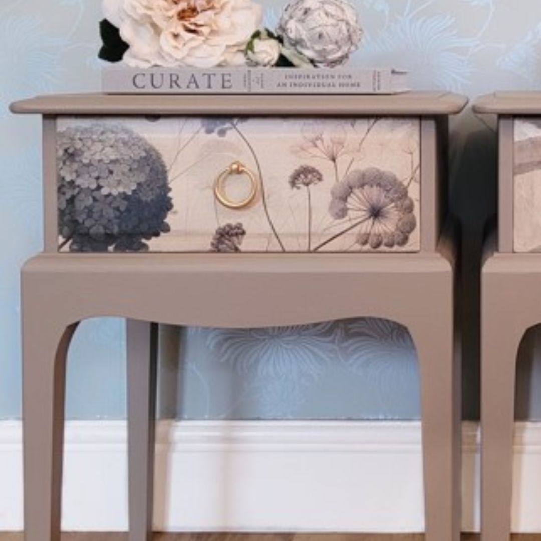 Bespoke Stag Minstrel Bedside Tables with Floral Decoupage – Bedroom Furniture | Guest Bedroom | Versatile Vintage Furniture
