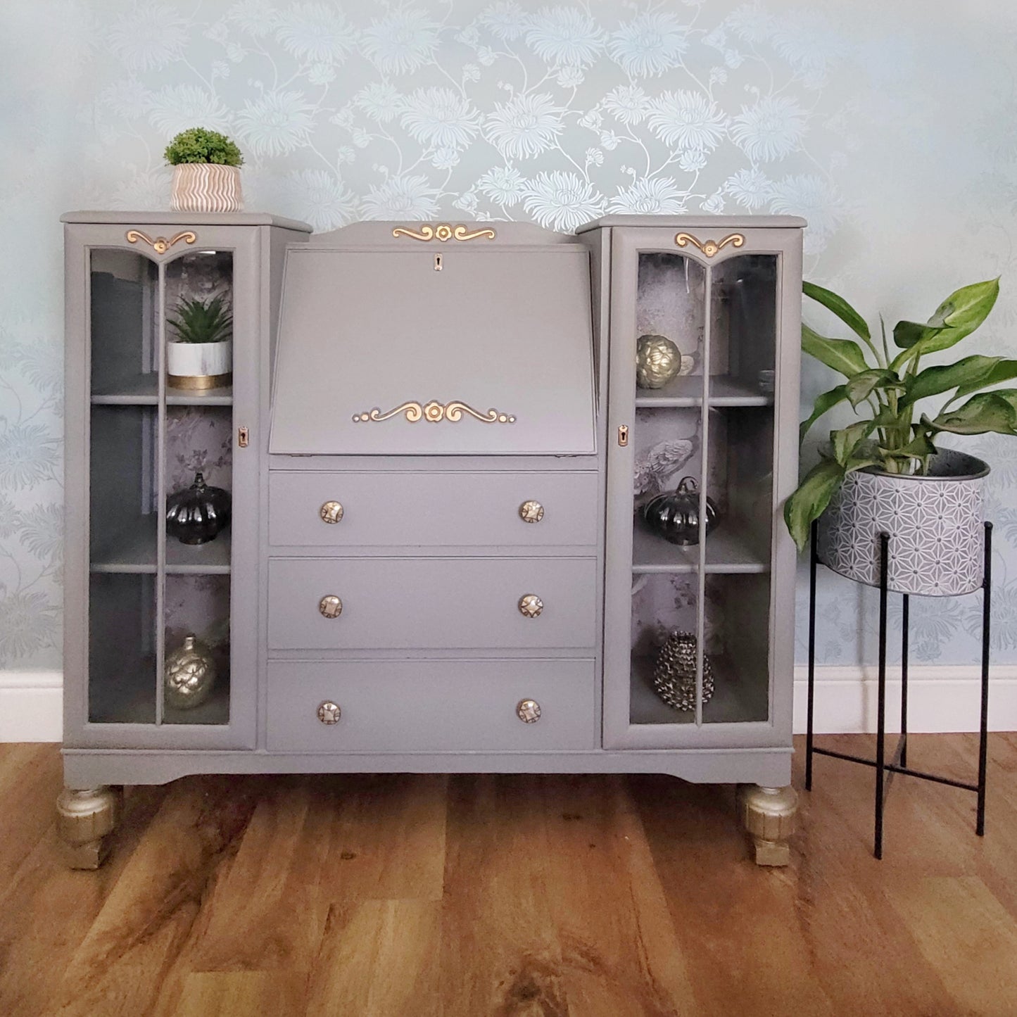 Vintage Bureau Library / Antique Bureau / Writing Desk / Mid Century Modern Desk / Art Deco Bureau