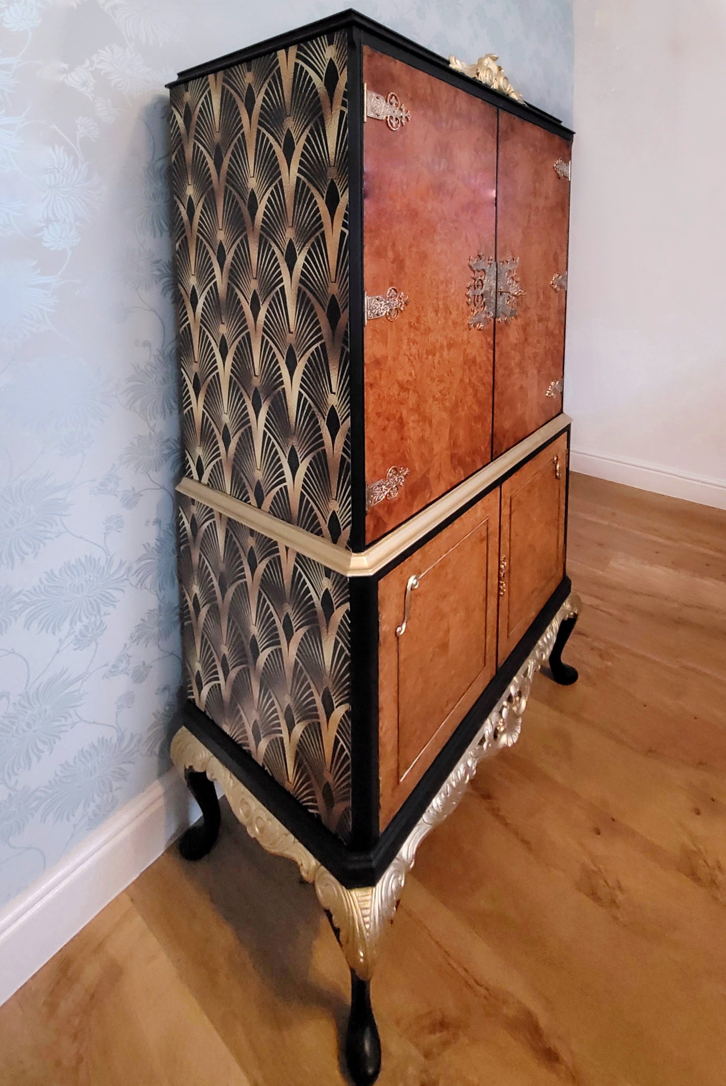 Timeless Art Deco Black and Gold Cocktail Cabinet
