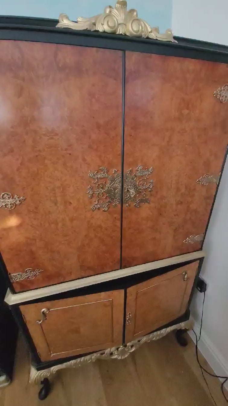 Timeless Art Deco Black and Gold Cocktail Cabinet