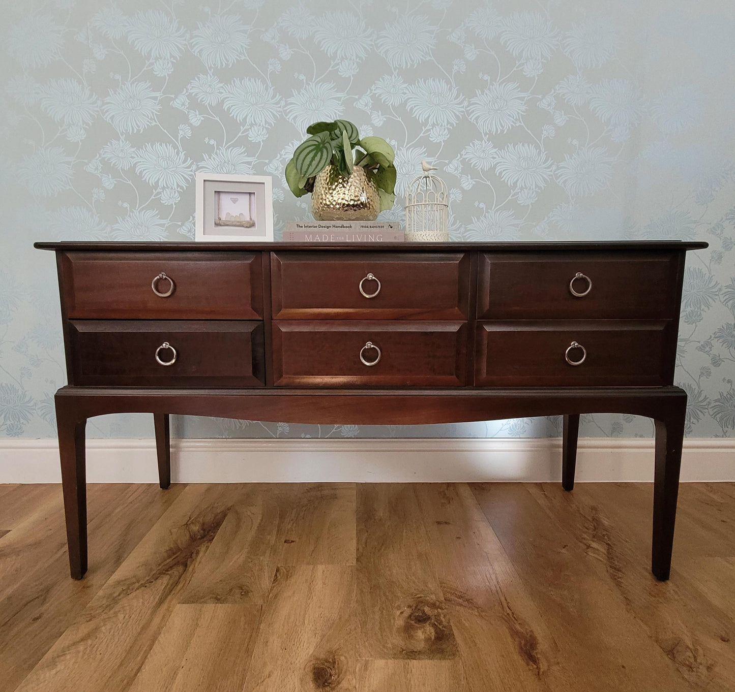 Stag Minstrel Six Drawer Sideboard for commission to be custom painted in a colour of your choice. Please contact to discuss artistic designs and options to refinish this piece of furniture.