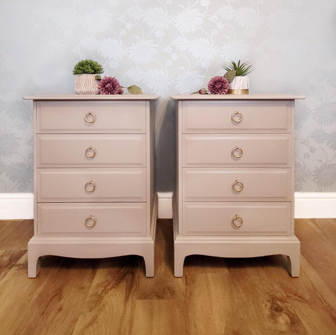 CUSTOM PAINTED TO ORDER | Stag Minstrel Tall Four Drawer Bedside Tables, Bedroom Furniture, Versatile Bedroom Storage