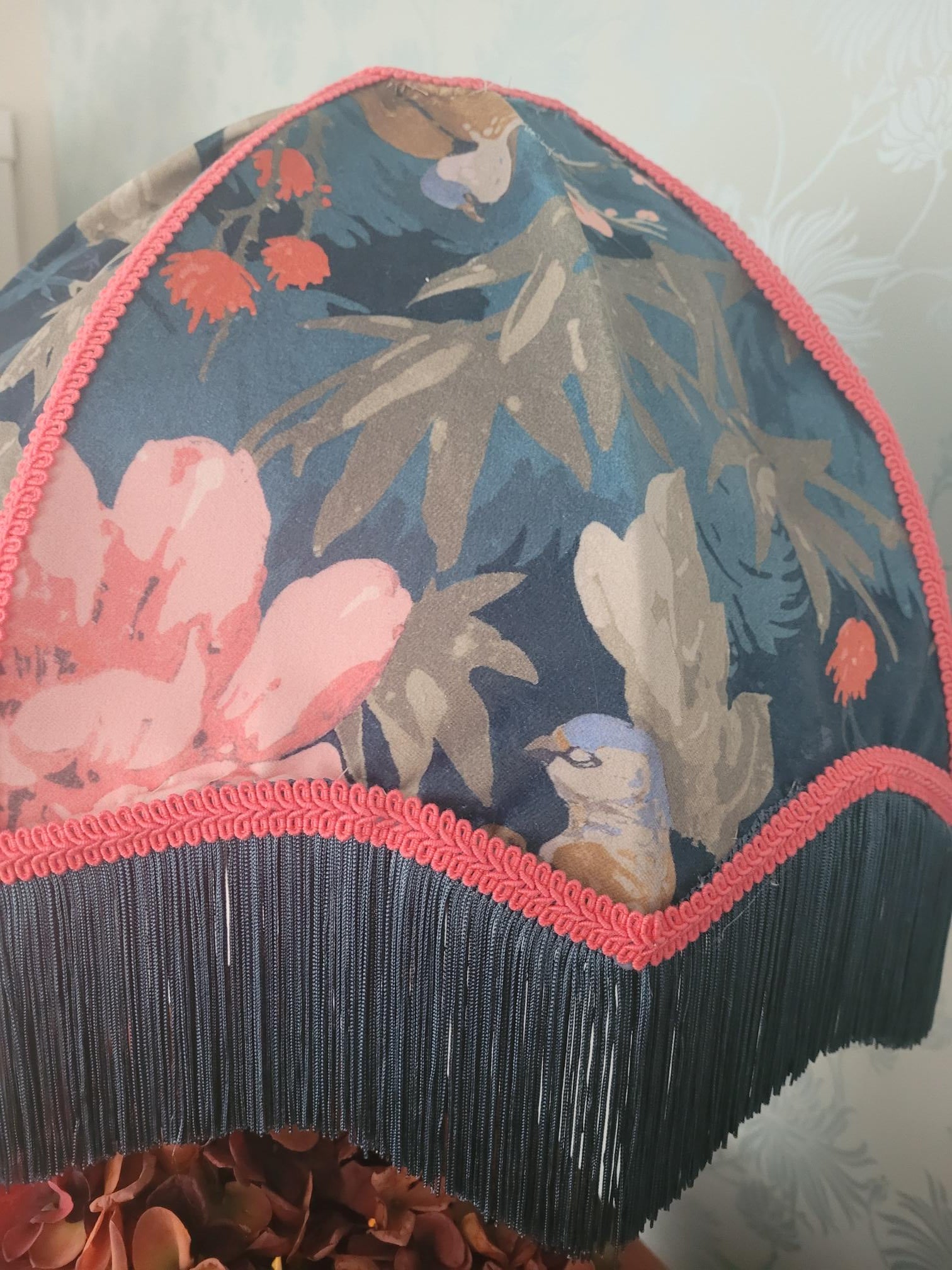 Linwood Omega On The River Marine Velvet 16 inch diameter Art Deco Parasol Lampshade