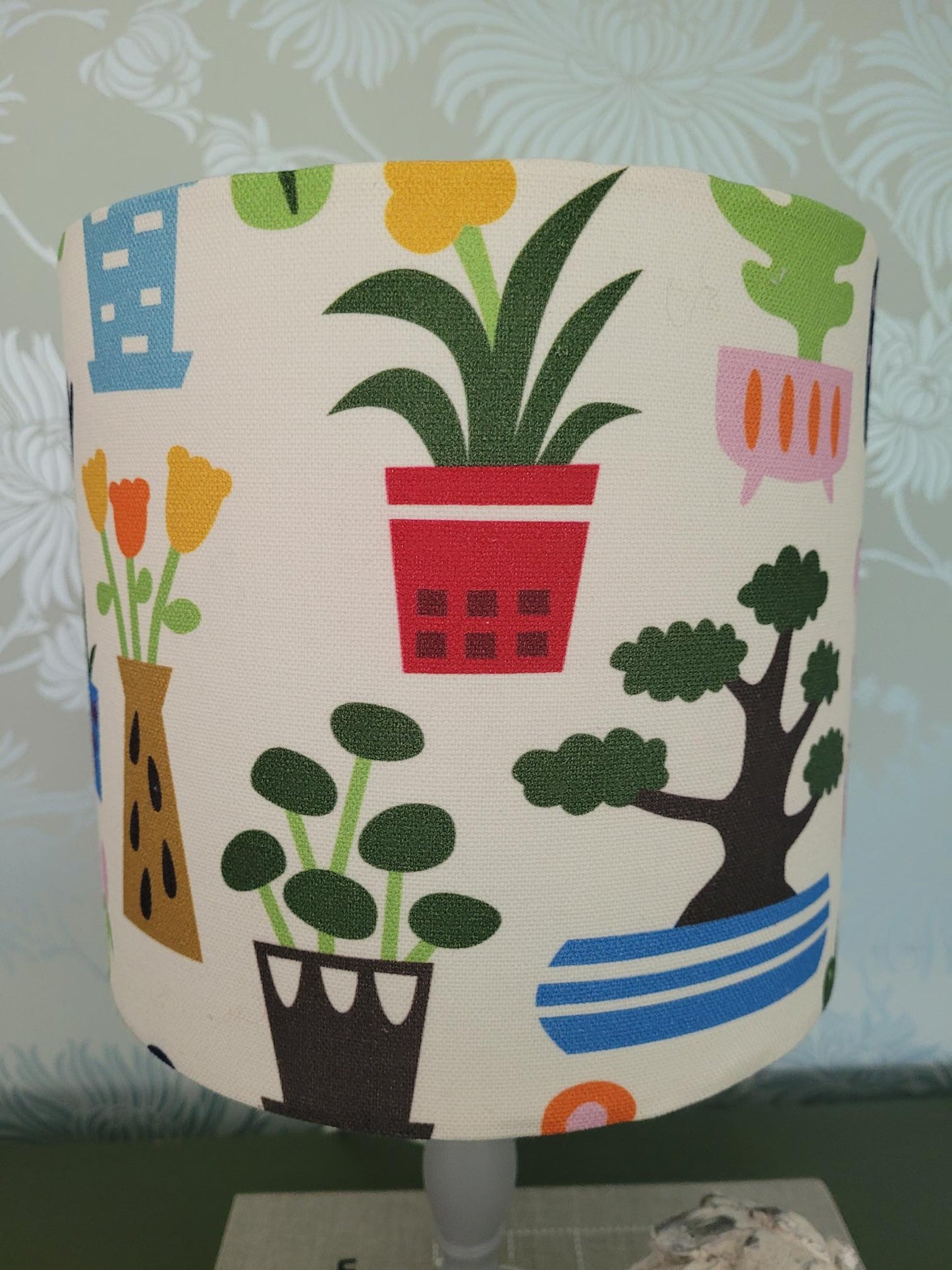Nordic / Scandi Garden Themed Pots & Plants Botanical Drum Lampshade, Nursery, Children's Room, Lounge, Kitchen