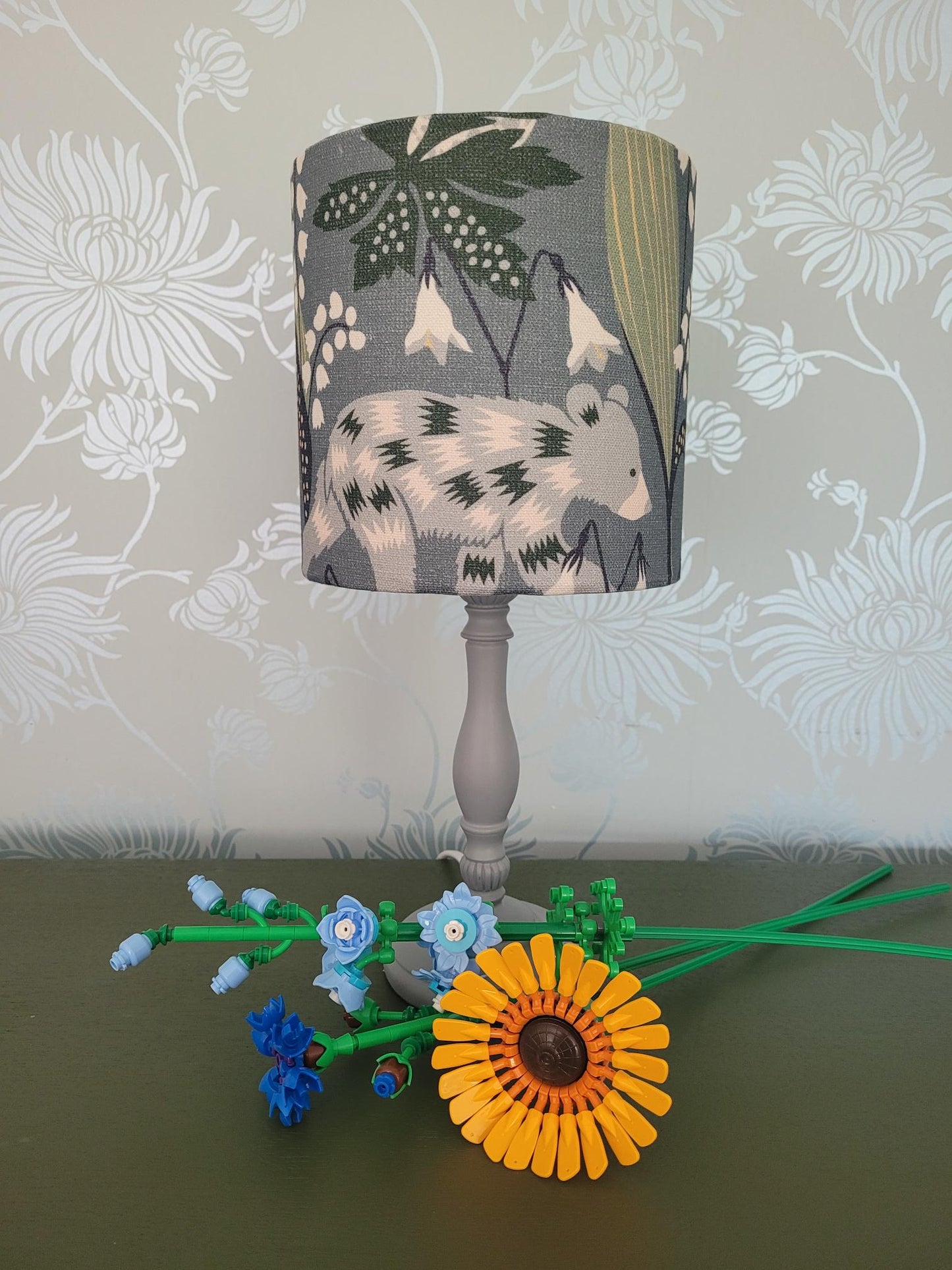 Scandinavian / Nordic Lampshade for Children's Room / Nursery 'No Bear Sleeps Here' in Petrol Blue