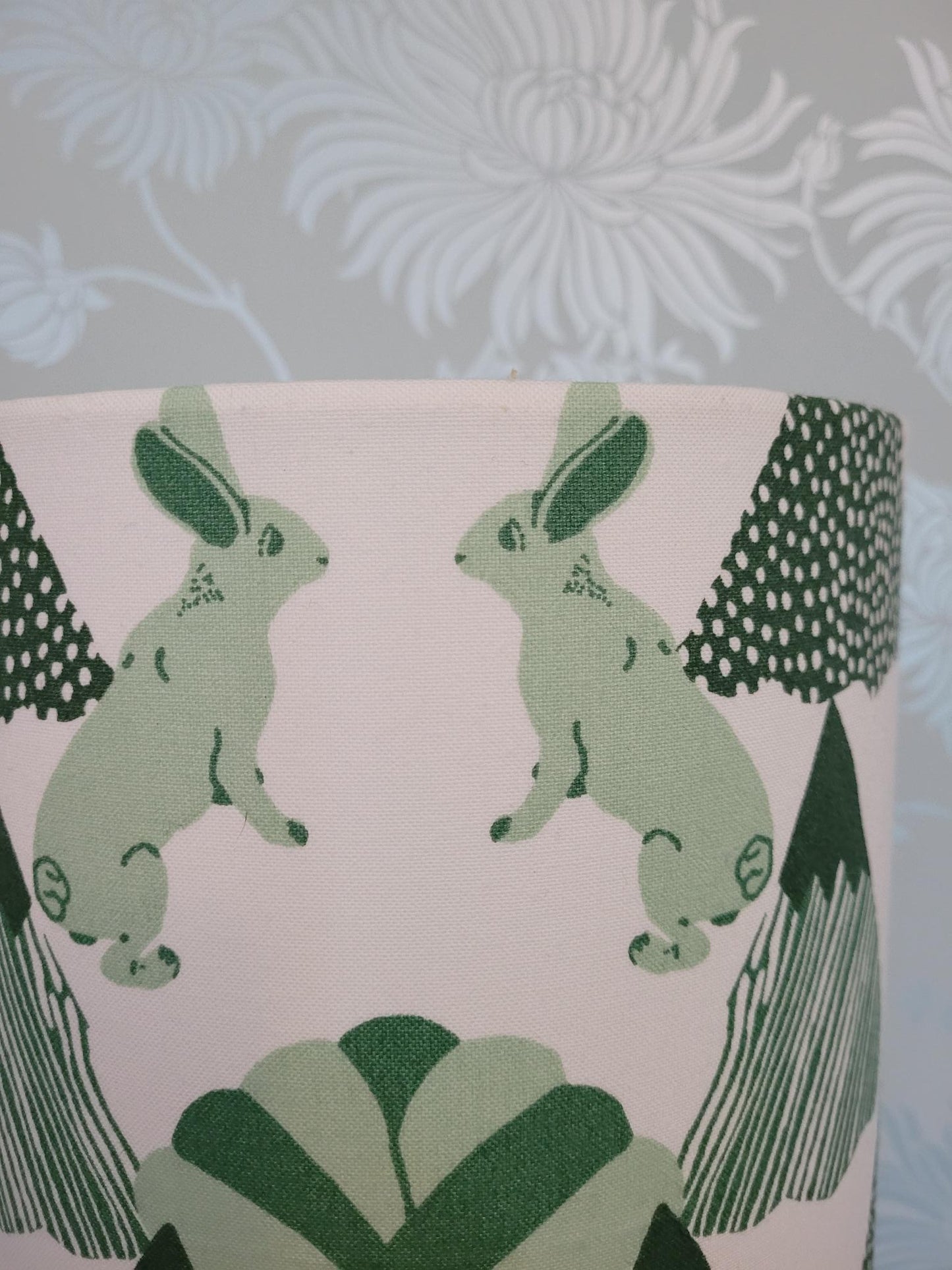 Scandi / Nordic Hares & Pine Forest Cotton Print 20cm Drum Lampshade by the Swedish Fabric Company