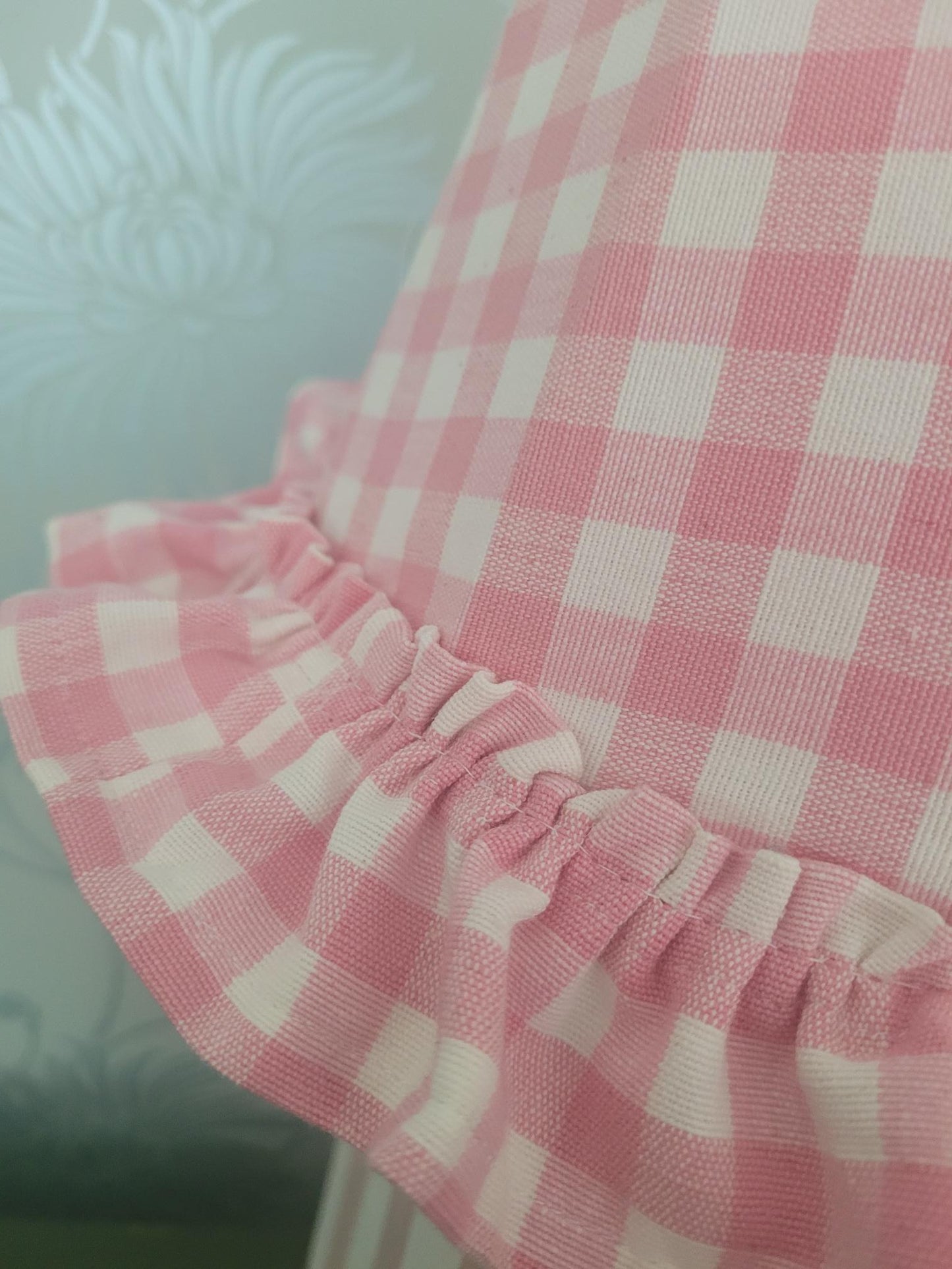 Ruffled Gingham 8 Inch Bowed Empire Soft Fabric Shade with Table Lamp Fitting