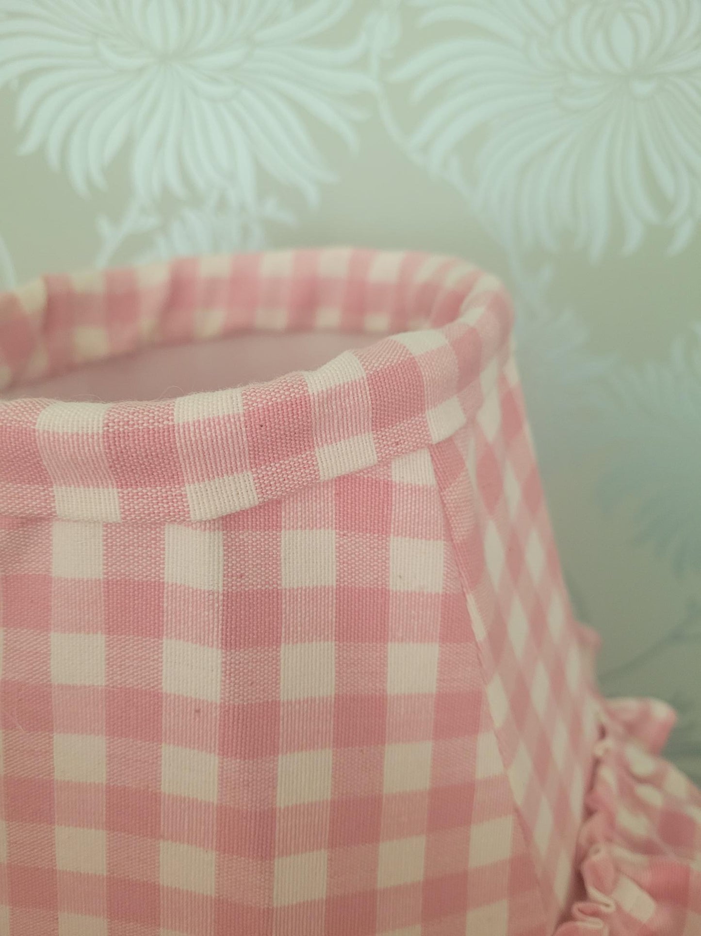 Ruffled Gingham 8 Inch Bowed Empire Soft Fabric Shade with Table Lamp Fitting