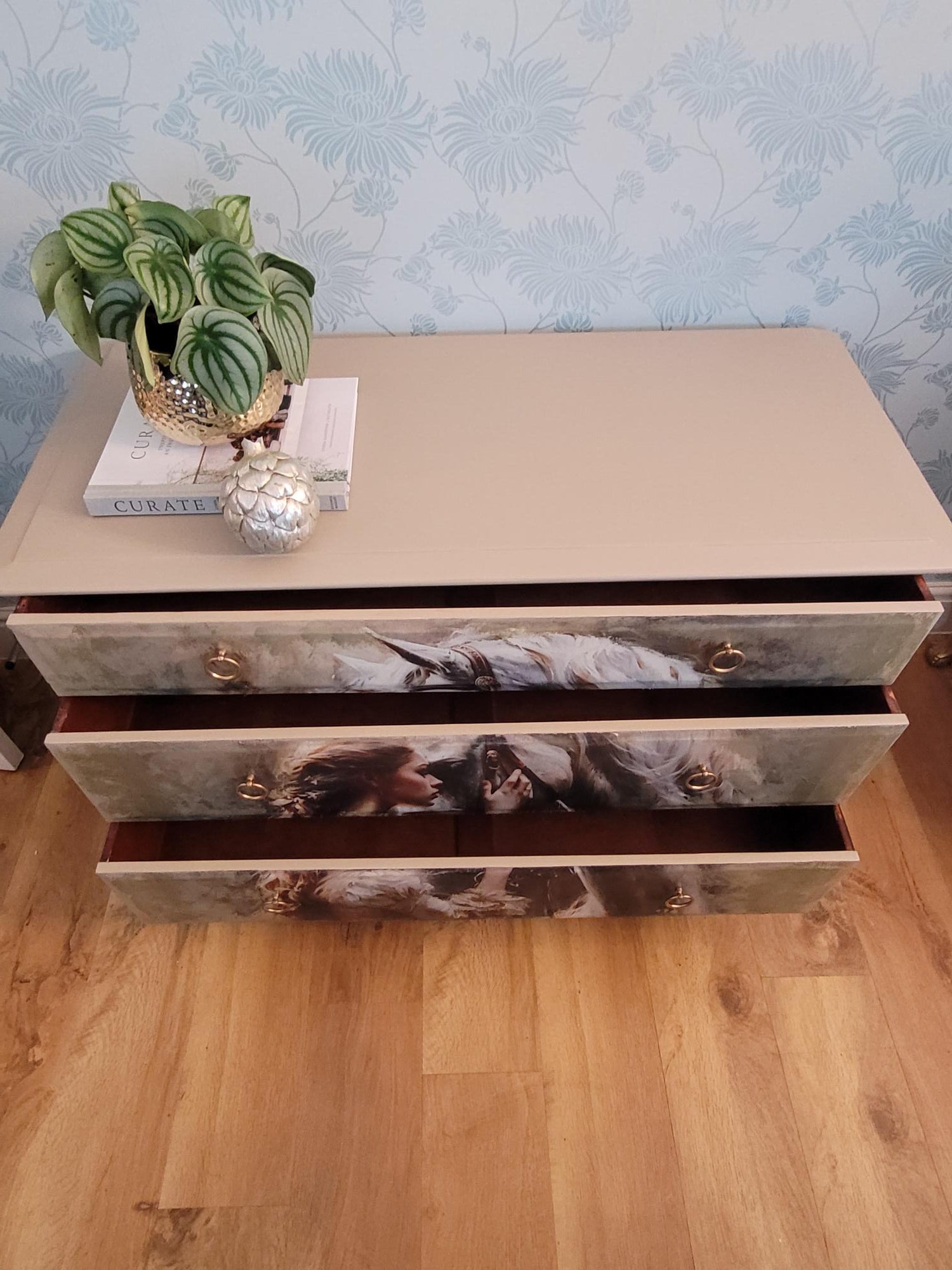 'Soulful Bond' Decoupaged Chest of Drawers | Rustic Furniture | Country Chic Interiors