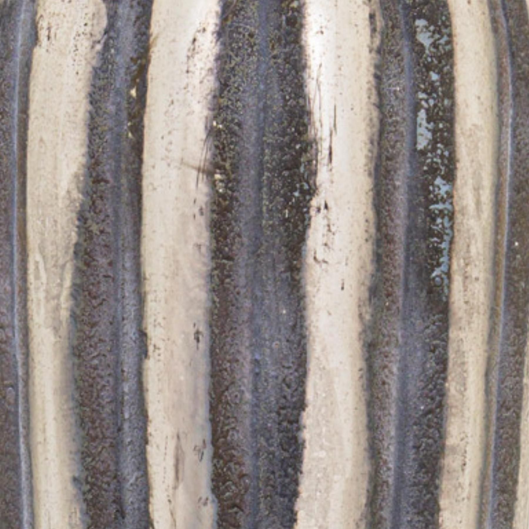 Burnished & Grey Striped Tall Ceramic Vase