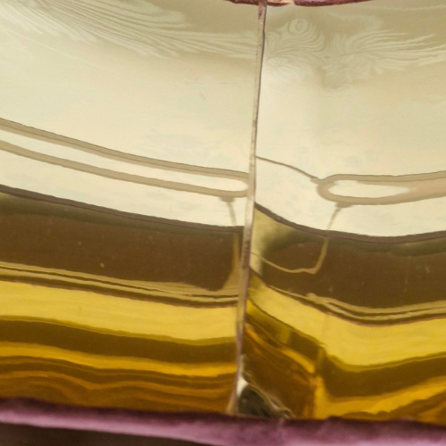 Inner seam of gold metallic lining on a pendant lampshade