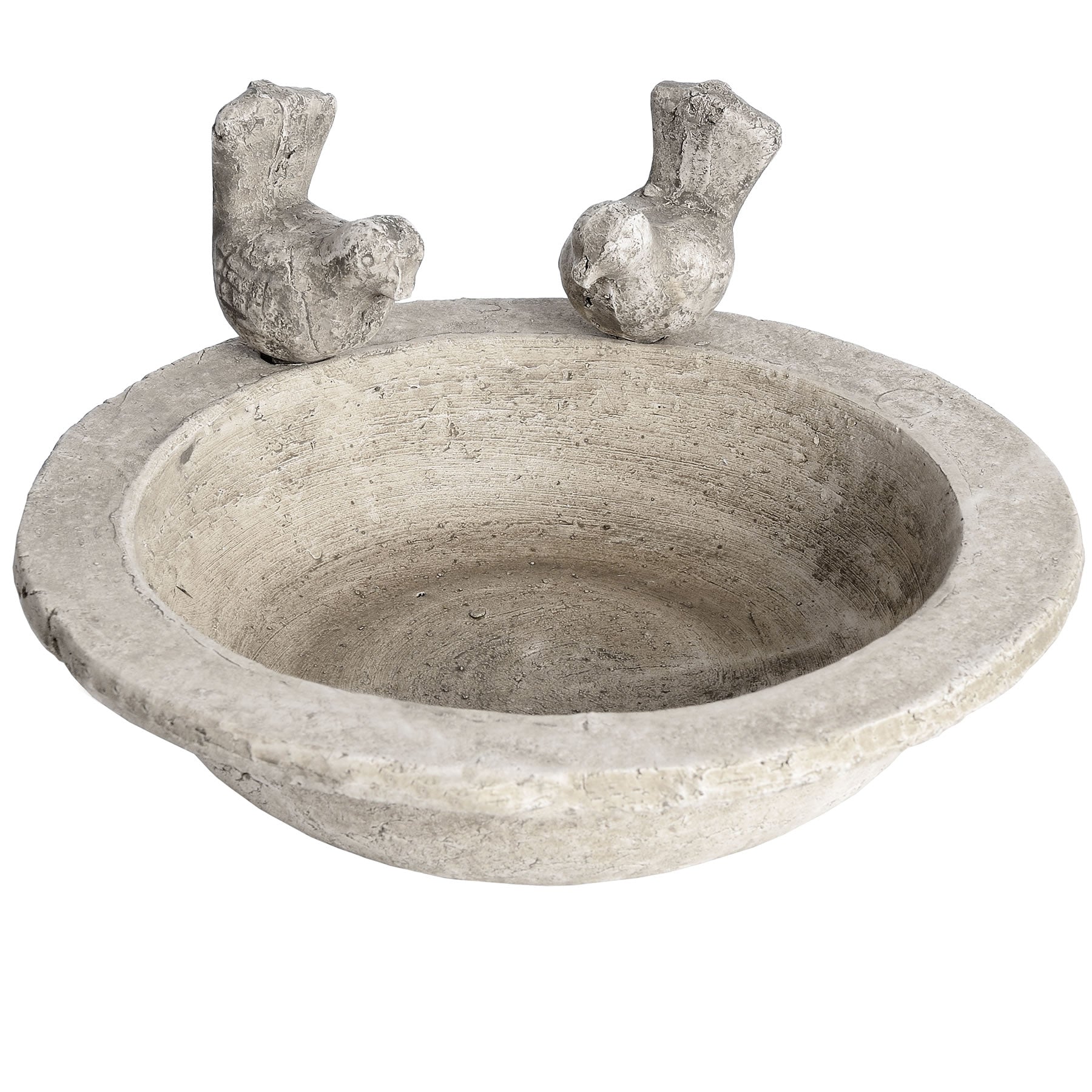 Charming Small Stone Ornamental Bird Bath | Rustic Garden Decor | Indoor Accent Piece | Miniature Bird Bath Statue