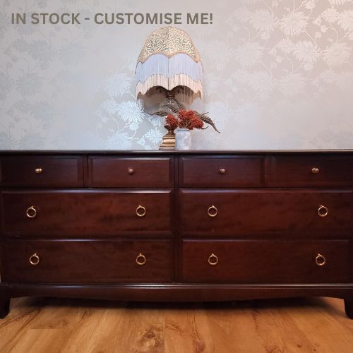 A Stag Minstrel eight-drawer captains chest, featuring a timeless vintage design. Perfect for bedroom storage, this large chest of drawers will showcase a bespoke painted finish. Customisable to suit your own interior style.