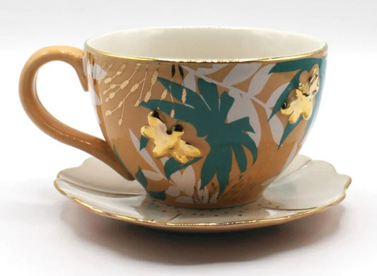 Luxe Porcelain Bee Cup & Saucer Set