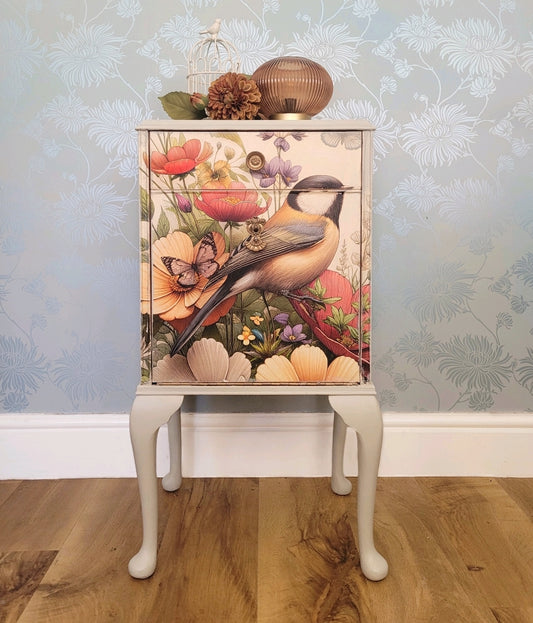 Vintage 1920's Decoupaged Bird Cabinet