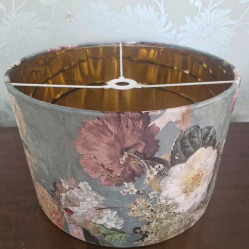 Botanical Pendant Lampshade positioned on a wooden sideboard