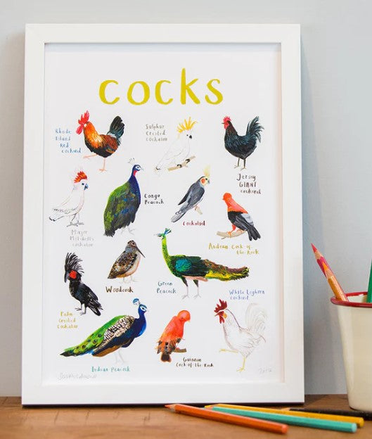 Cocks Bird and Nature Inspired Pun Art Print – Fun Gift for Nature Lovers | Kitchenware & Home Decor