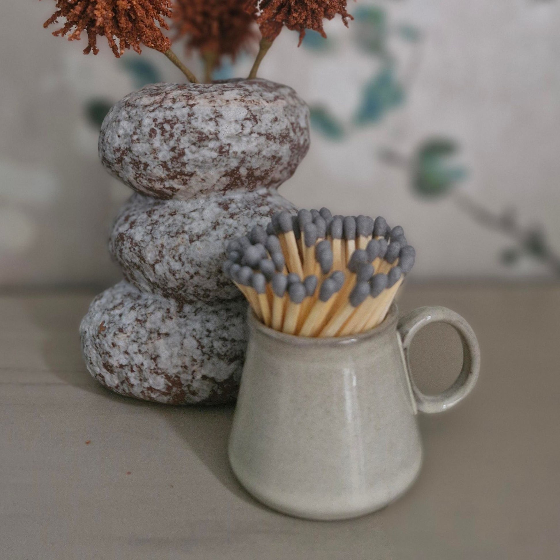 Espresso Cup Glazed Ceramic Match Striker Pot with Handle