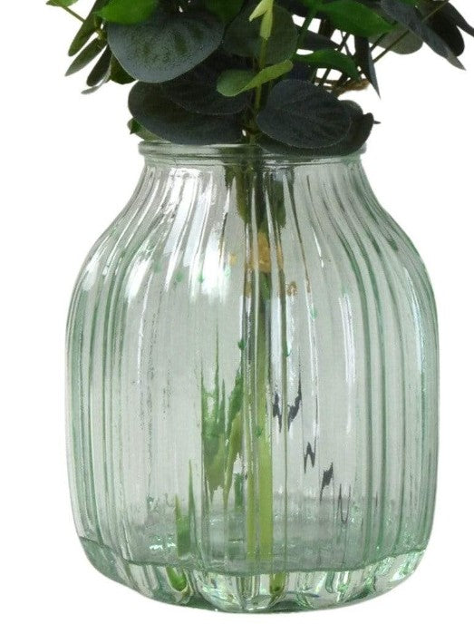 Eucalyptus & Leafy Stems in Green Glass Vase